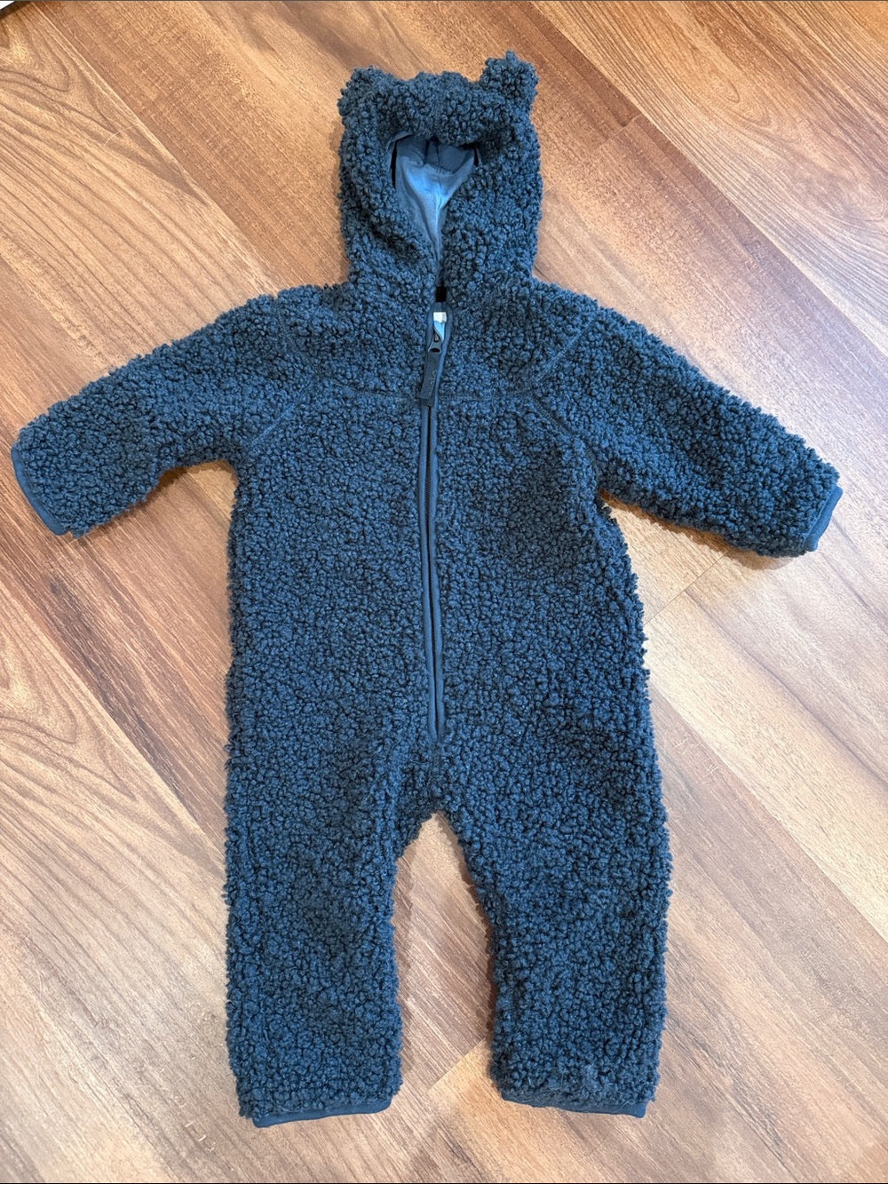 Molo Navy Sherpa Hooded One-Piece Footie